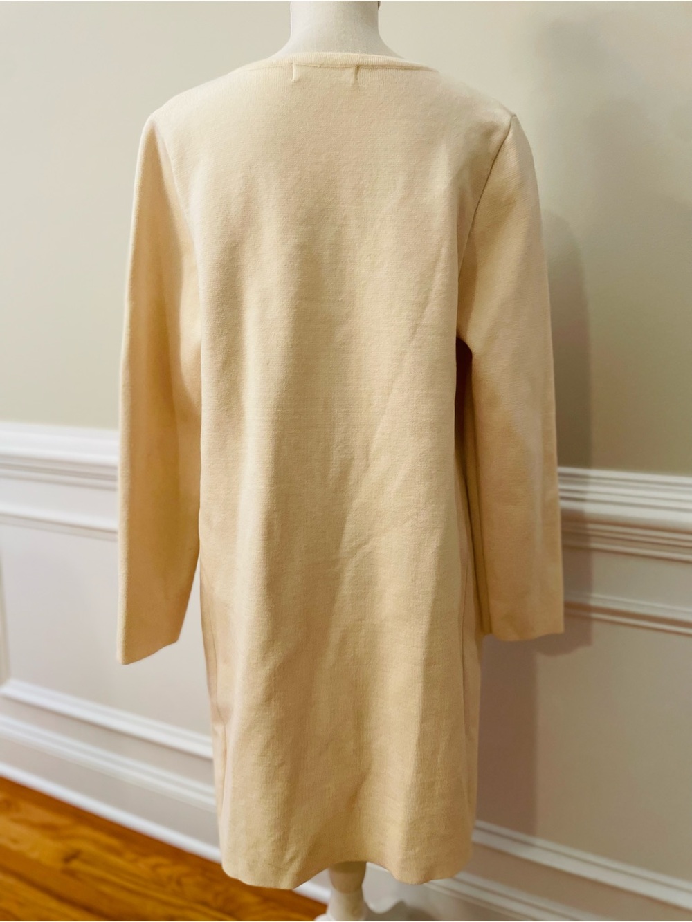 Anrabess Women’s Long Sleeve Knit Open Front Draped Cream Beige Cardigan Sz Med - Picture 7 of 9